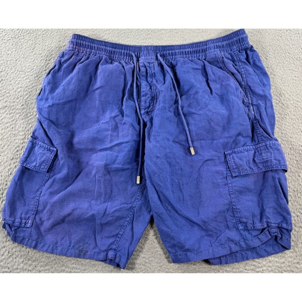 Vilebrequin Baie Shorts Mens Blue 3XL Linen Cargo Drawstring Summer Beach Resort